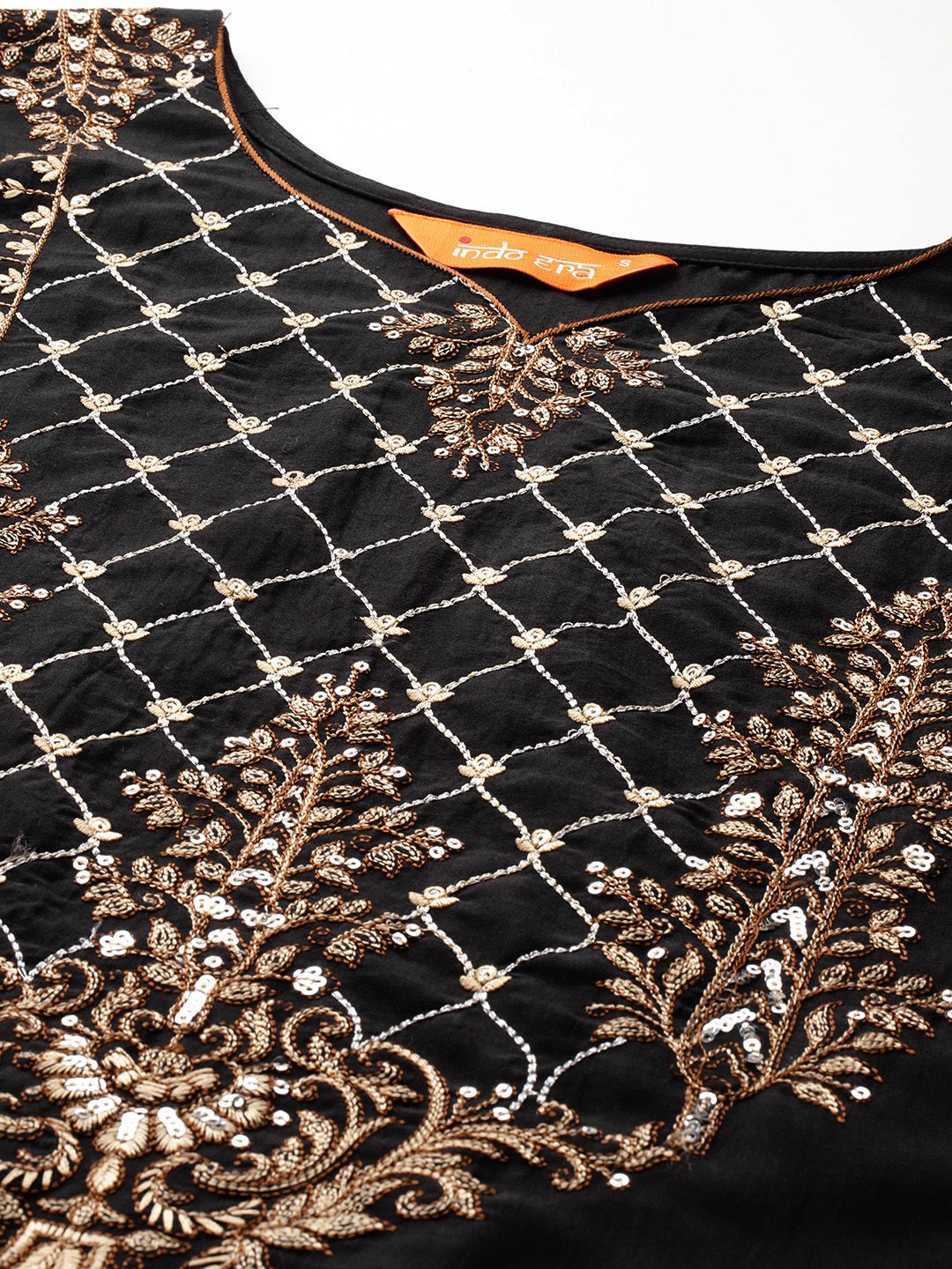 Dhiyona IE Ethnic Motifs Embroidered Zari Liva Kurta with Trousers & With Dupatta