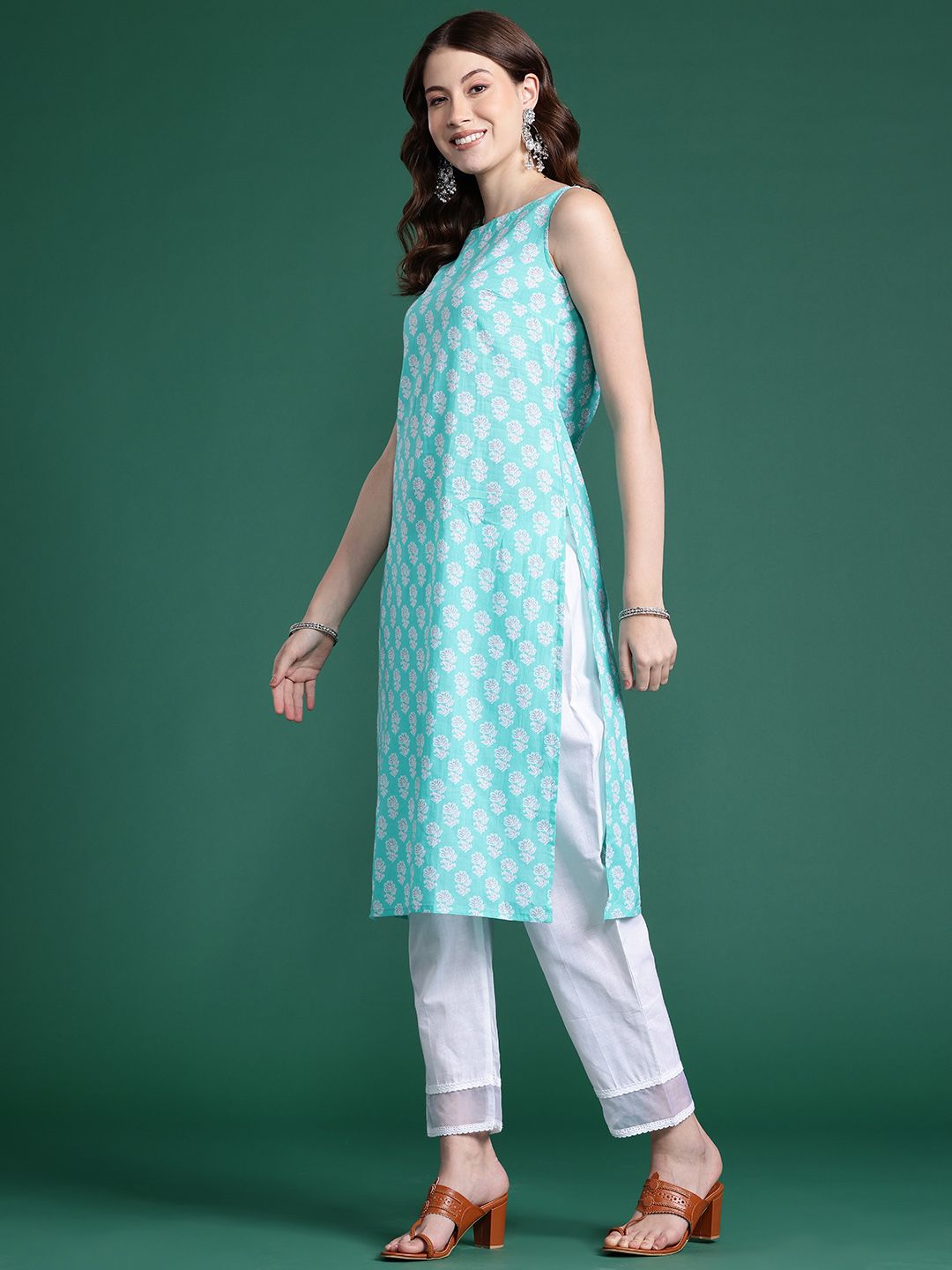 Dhiyona IE Ethnic Motifs Block Printed Pure Cotton Kurta