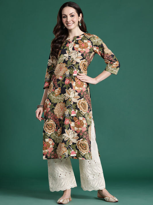 Dhiyona IE Floral Printed Pure Cotton Kurta