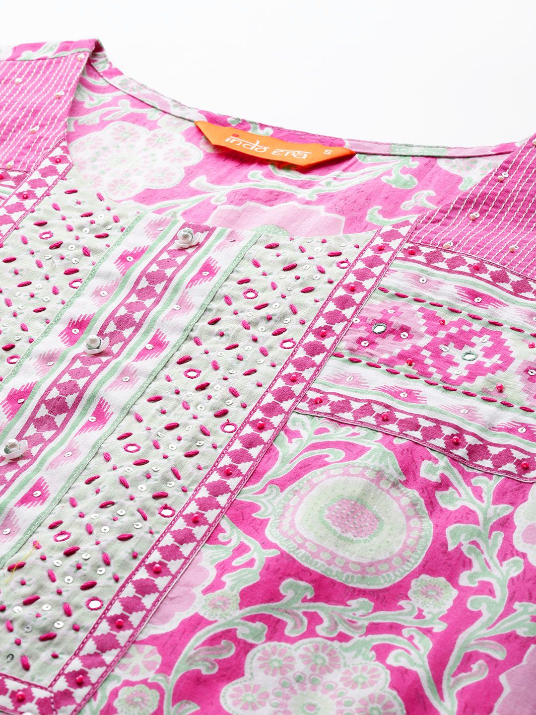 Floral Printed Pure Cotton Kurta with Trousers & Dupatta