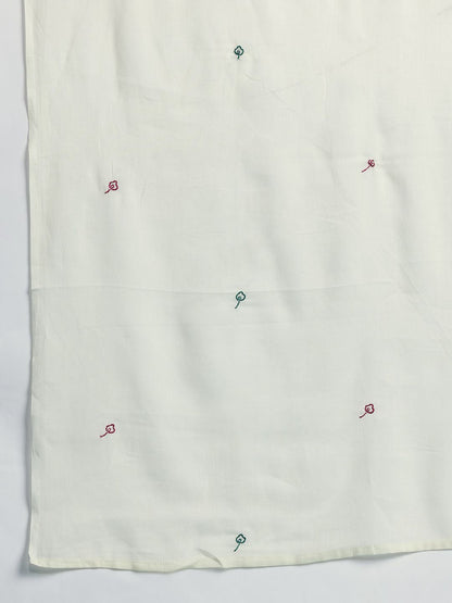 Dhiyona IE Floral Embroidered Pure Cotton Kurta with Trousers & Dupatta