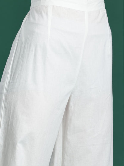 Floral Embroidered Pure Cotton Kurta with Palazzos