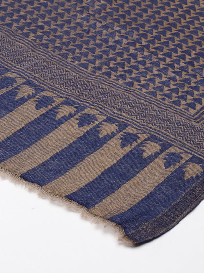 Dhiyona PA Women Navy Blue & Beige Woven-Design Woolen Shawl