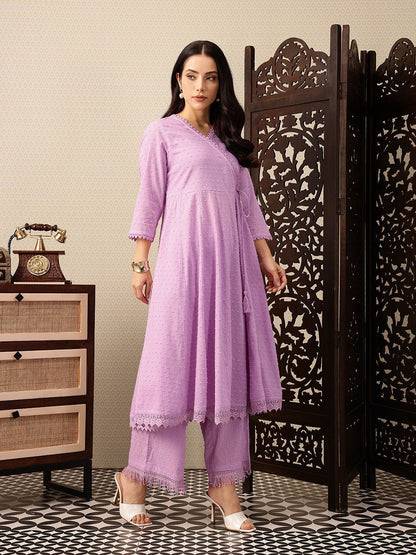 Dhiyona PD Women Angrakha Pure Cotton Jashn Kurta with Palazzos & Dupatta