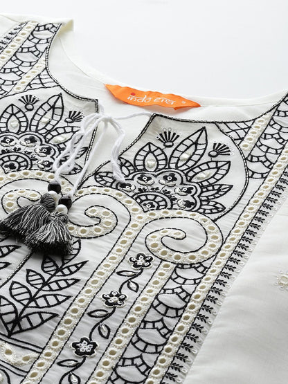 Embroidered Kurta with Trousers & Dupatta