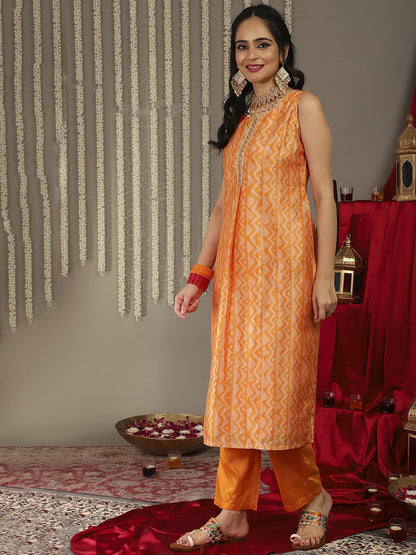 Dhiyona VA Women's Printed Sequinned Kurta With Trousers & Dupatta
