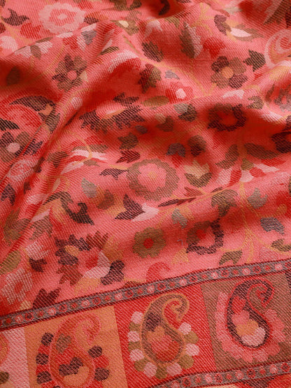 Dhiyona PA Women Pink & Beige Woven Design Shawl