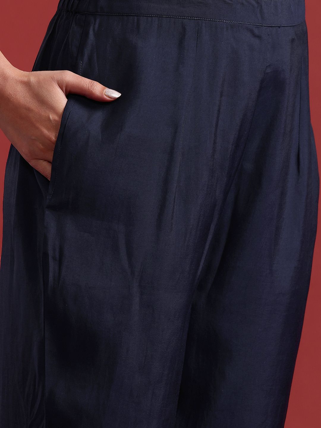 Floral Embroidered Thread Work Kurta With Trousers & Dupatta