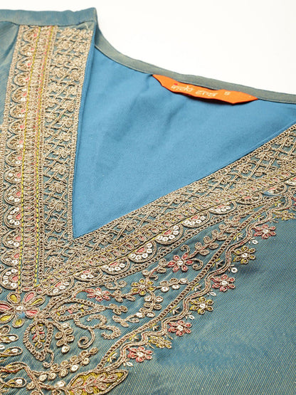 Women Ethnic Motifs Embroidered Regular Kurta with Trousers & With Dupatta