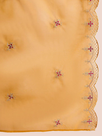 Women Ethnic Motifs Embroidered Regular Gotta Patti Kurta with Trousers & With Dupatta