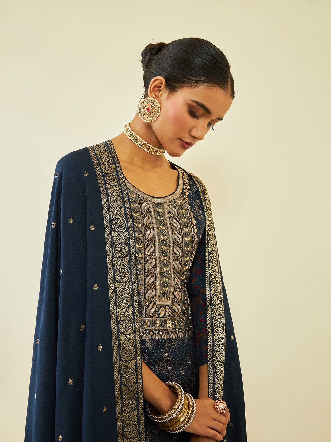 Dhiyona SO Women's Ethnic Motifs Regular Kurta With Trousers & Dupatta