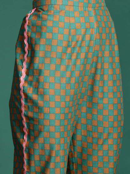 Floral Printed Pure Cotton Kurta with Trousers