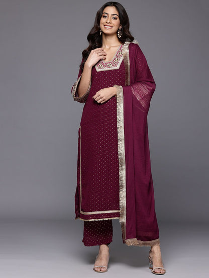 Dhiyona VA Women's Gotta Patti Embroidered Silk Georgette Kurta with Trousers & Dupatta