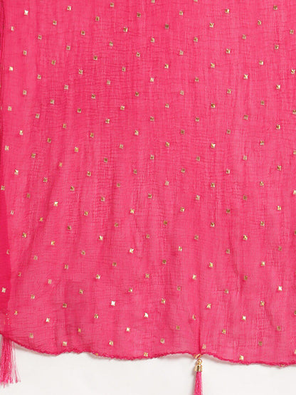 Dhiyona VA Women's Yellow Floral Printed Straight Pure Cotton Kurta & Sharara With Dupatta