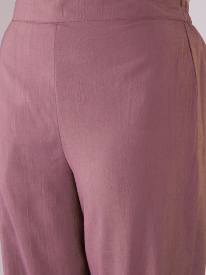 Dhiyona IE Floral Embroidered Notch Neck Zari Straight Kurta With Trouser And Dupatta