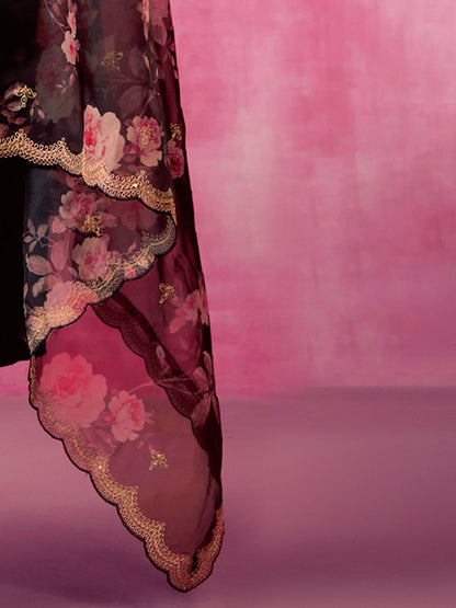 Women Floral Embroidered Regular Kurta Trousers With Dupatta