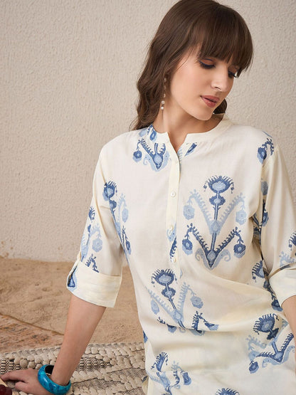 Dhiyona IE Printed Three-Quarter Sleeves Tunic With Palazzo