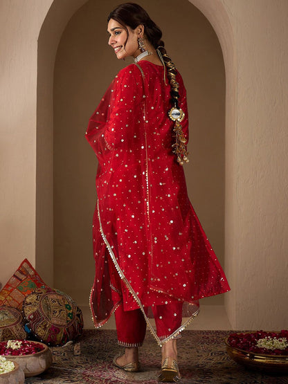 Dhiyona IE Women Embroidered Regular Kurta with Trousers & With Dupatta