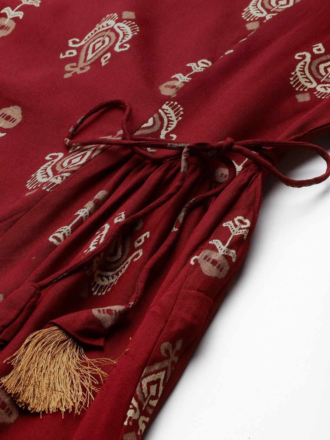 Dhiyona IE Ethnic Motifs Printed Tie-Up Detail A-Line Kurta