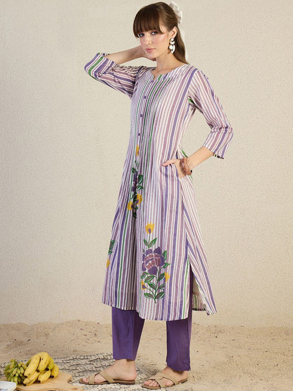 Dhiyona IE Printed Pure Cotton Top With Trousers Co-Ords