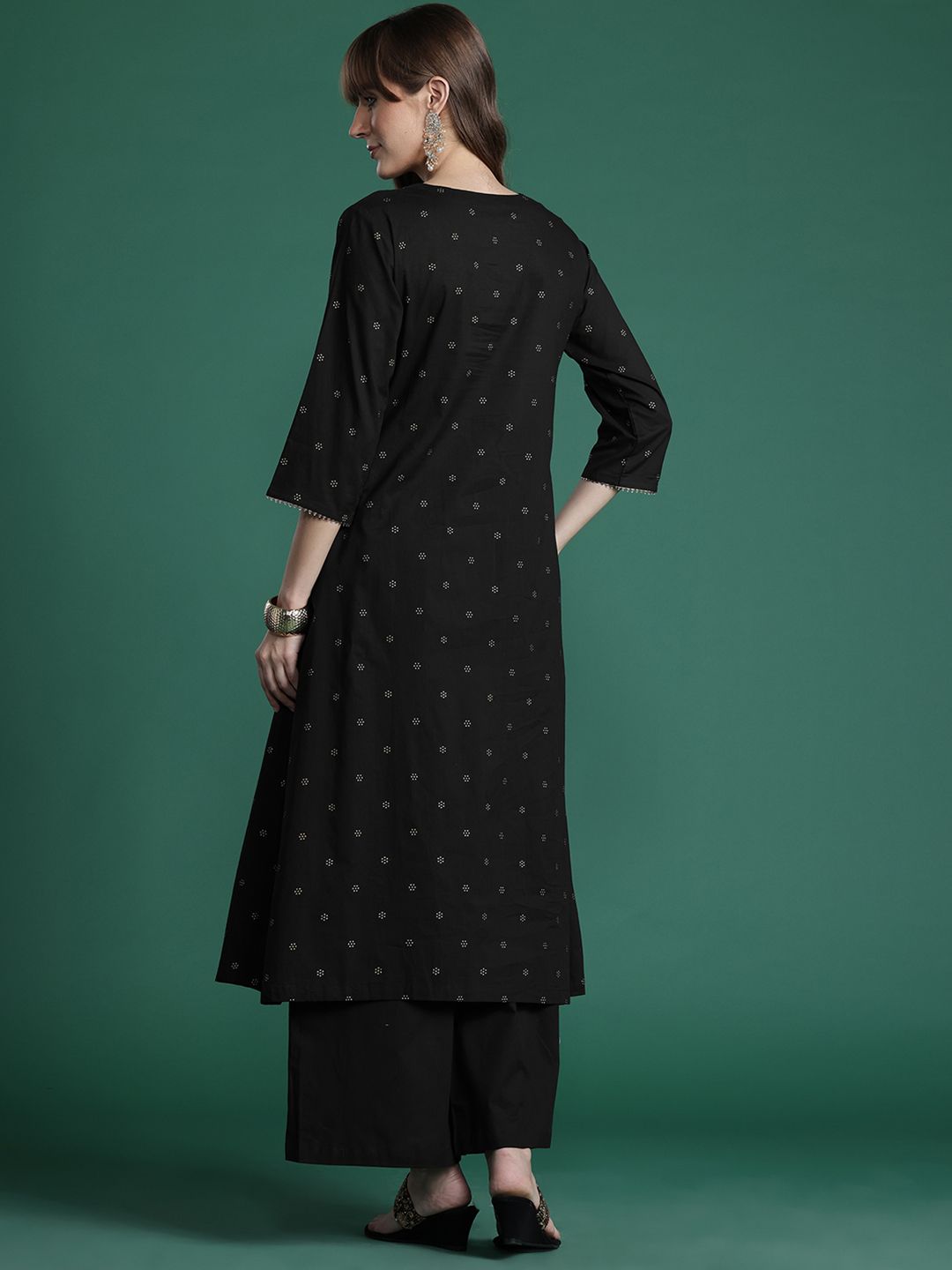 Floral Embroidered Empire Thread Work Pure Cotton Kurta with Palazzos