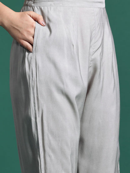 Dhiyona IE Ethnic Motifs Embroidered Thread Work Kurta with Trousers
