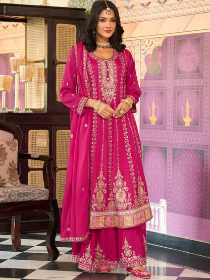 Women Floral Embroidered Kurta with Palazzo & Dupatta