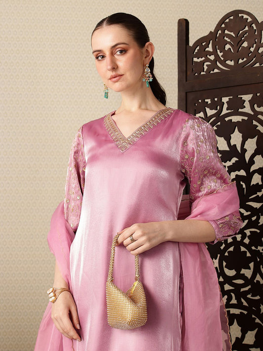 Dhiyona PD Women Floral Embroidered Jashn Kurta with Trousers & Dupatta