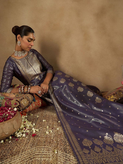 Women Ethnic Motifs Woven Design Kurta with Trousers & With Dupatta