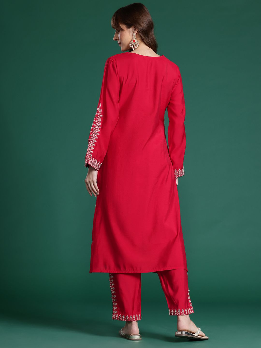 Dhiyona IE Ethnic Motifs Embroidered Sequinned Kurta with Trousers