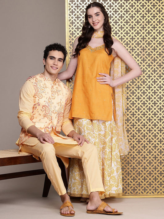 Dhiyona PD Women Women Ethnic Motifs Regular Jashn Kurti With Palazzos & Dupatta
