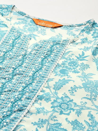 Dhiyona IE Floral Printed Kurta with Trousers & Dupatta