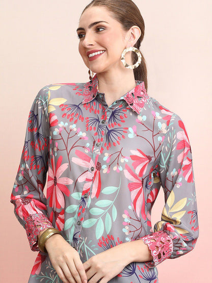 Dhiyona IE Printed Shirt With Palazzo Co-Ords