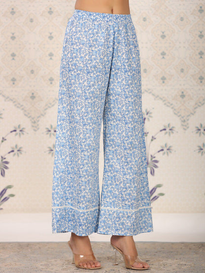 Dhiyona OD  Floral Printed Bell Sleeves Pure Cotton Kurta With Palazzos