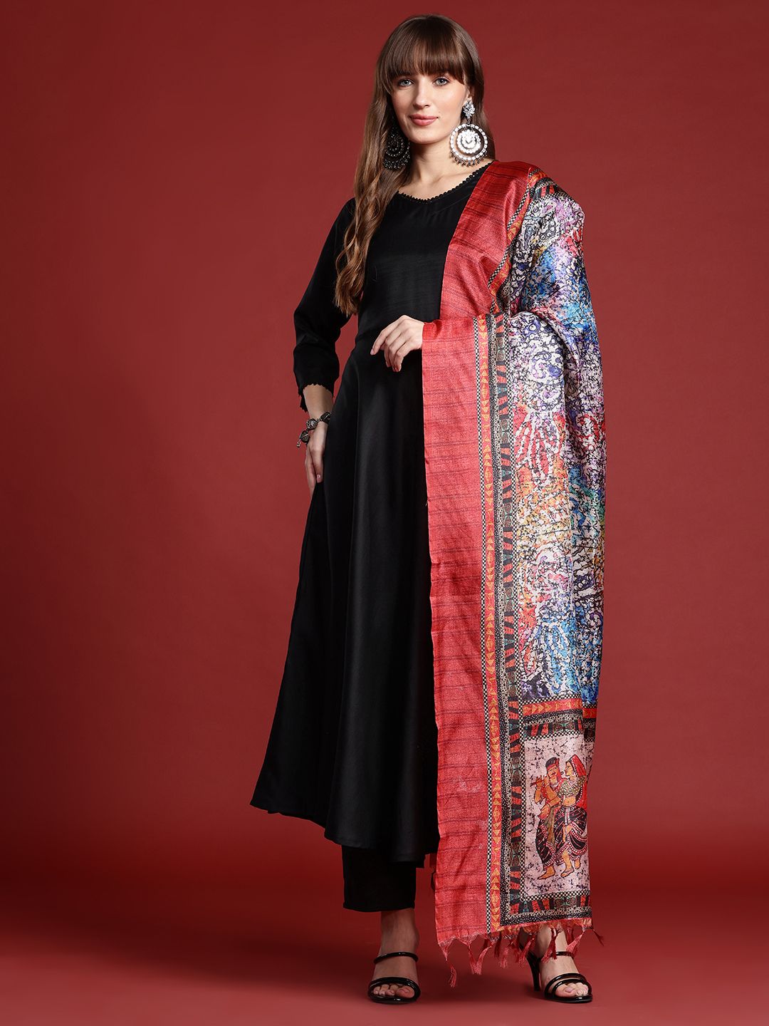 Dhiyona IE A-Line Kurta with Trousers & Indie Printed Dupatta