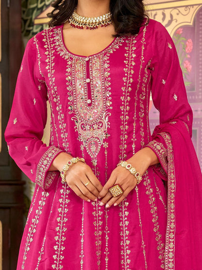 Women Floral Embroidered Kurta with Palazzo & Dupatta