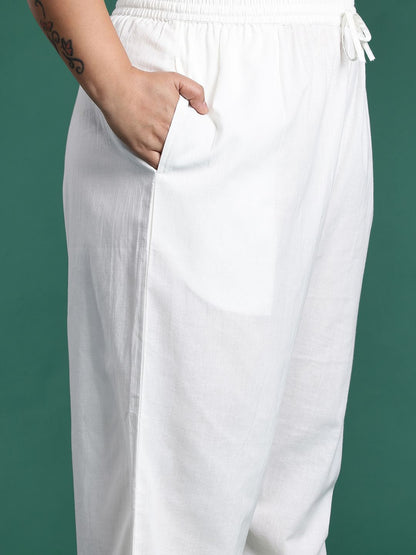 Dhiyona IE Plus Size Floral Printed Sequinned Pure Cotton Kurta with Trousers & With Dupatta