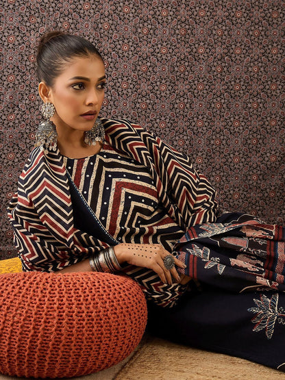 Women Printed Regular Sequinned Pure Cotton Kurta with Trousers & With Dupatta