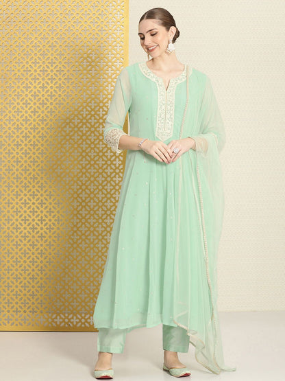 Dhiyona PD Women Women Jashn Embroidered Sequinned Kurta & Trousers With Dupatta