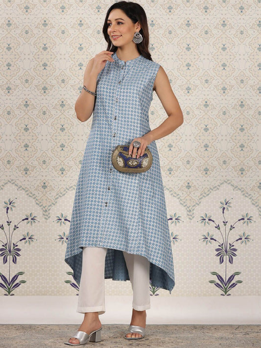 Dhiyona OD  Ethnic Motifs Printed Mandrain collar A-Line Kurta