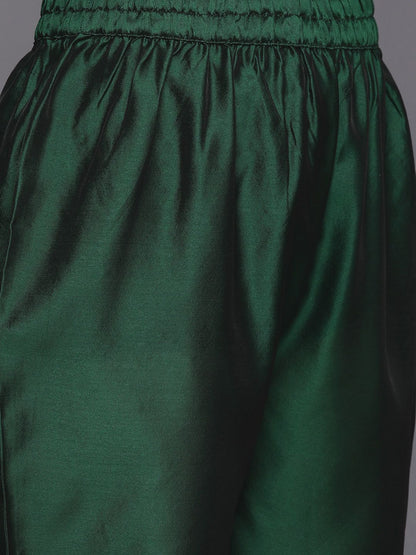 Dhiyona VA Women's Green Kurta with Trousers & With Dupatta