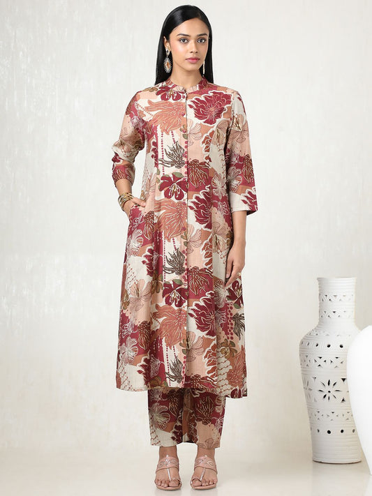 Dhiyona SO Women's Women Floral Printed Regular Kurta with Trousers