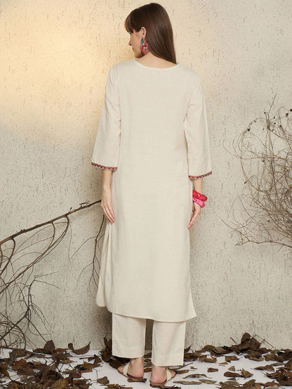 Dhiyona IE Women Embroidered V-Neck Top and Trousers Co-Ords