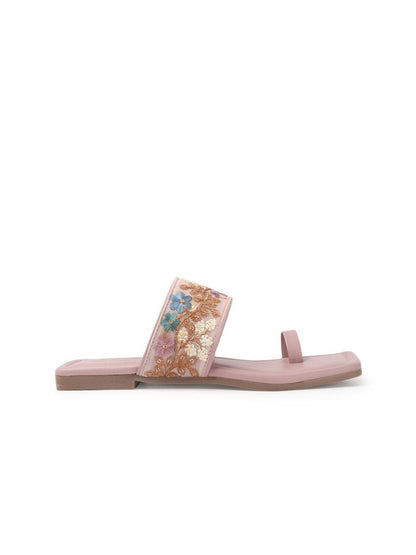 Dhiyona AK Women Printed Ethnic One Toe Flats with Embroidered