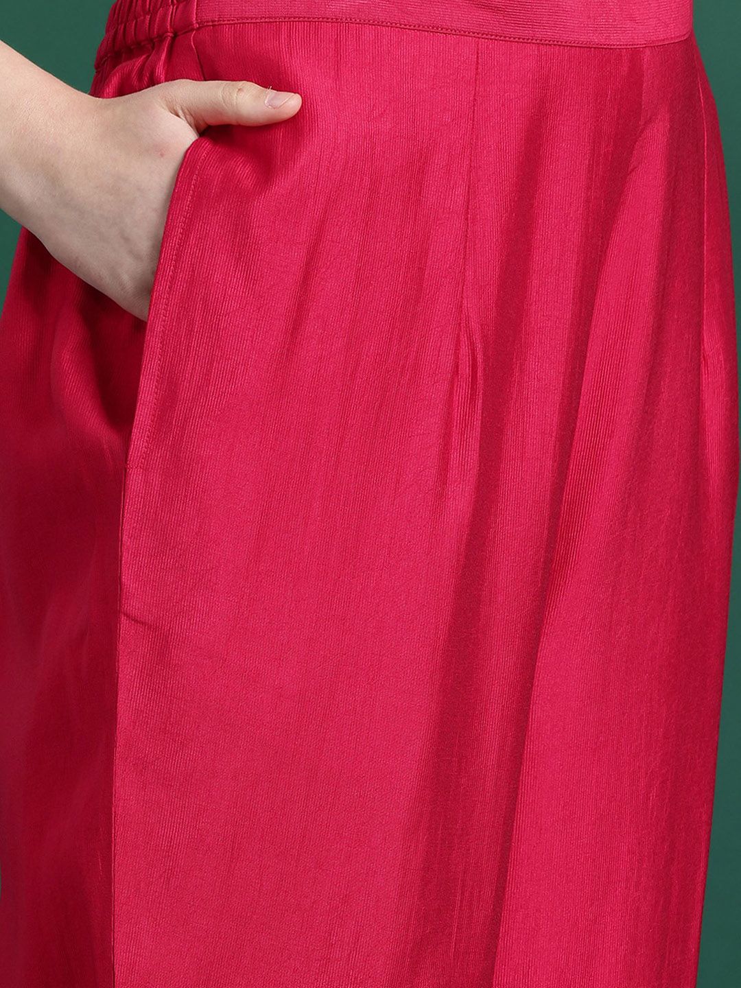 Dhiyona IE Floral Embroidered Liva Straight Kurta With Trousers & Dupatta
