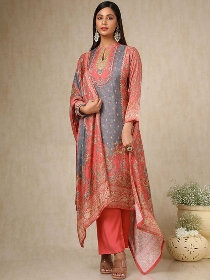 Dhiyona SO Women's Women Ethnic Motifs Printed Regular Beads and Stones Kurta with Trousers & With Dupatta