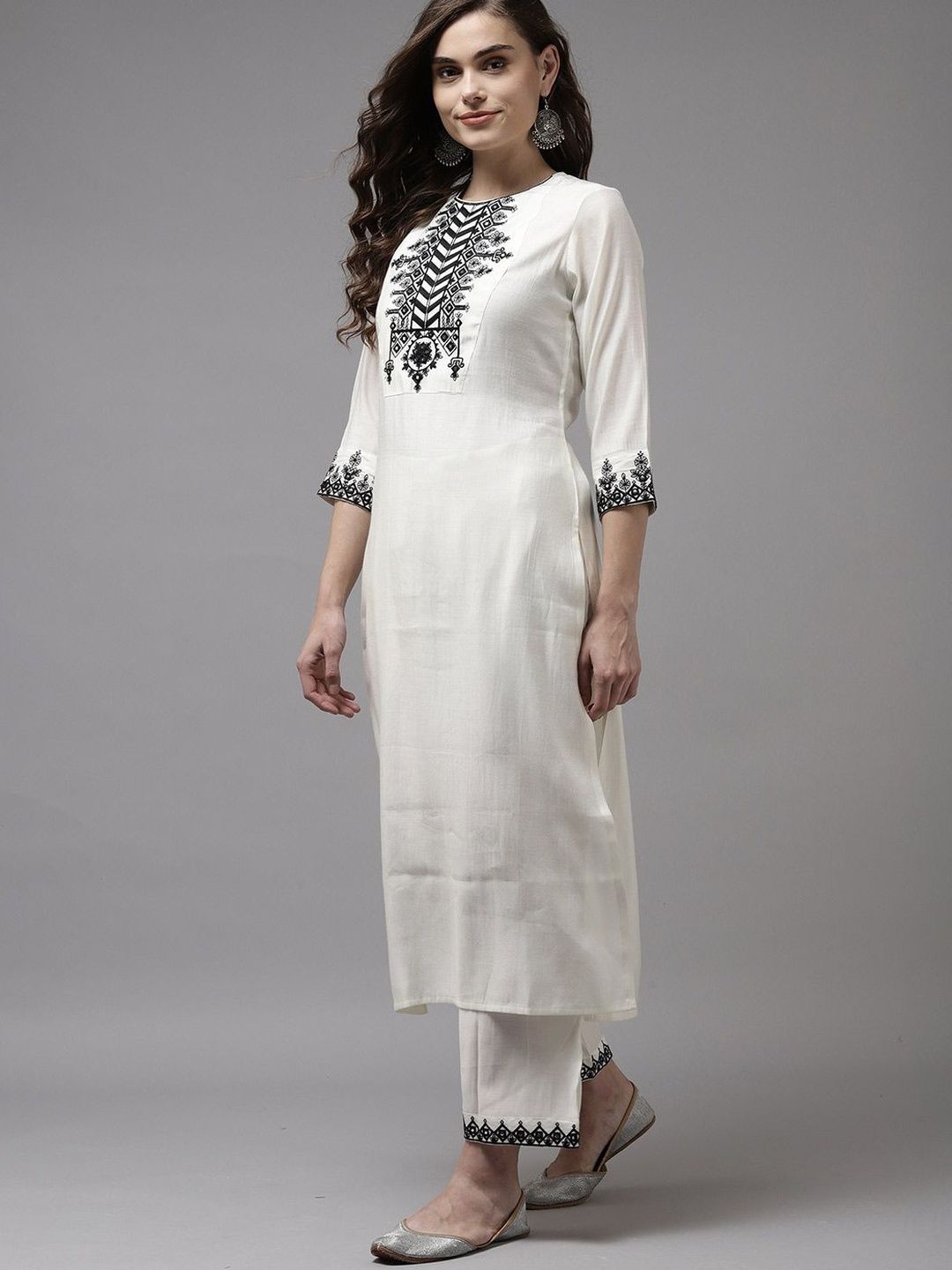 Ethnic Motifs Embroidered Regular Mirror Work Kurta With Palazzo And Dupatta
