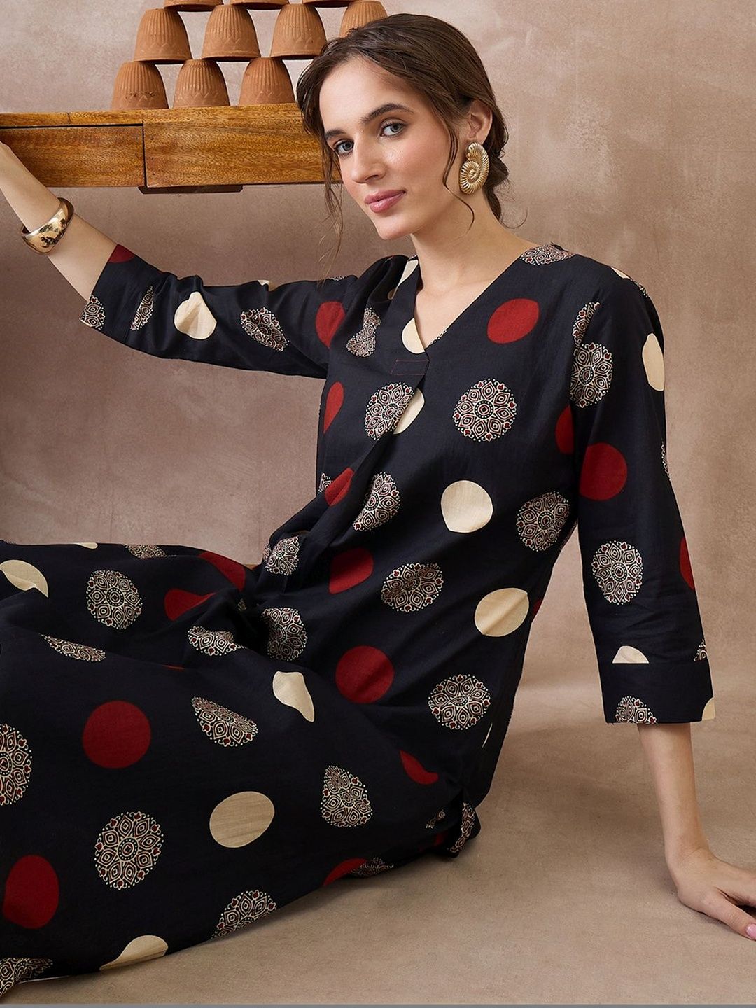 Women Printed Regular Pure Cotton Kurta with Trousers