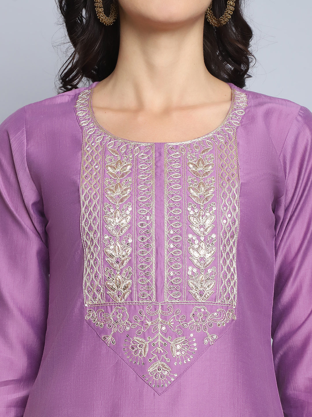 Women Pink Embroidery silk Kurta And Pant Set With Dupatta