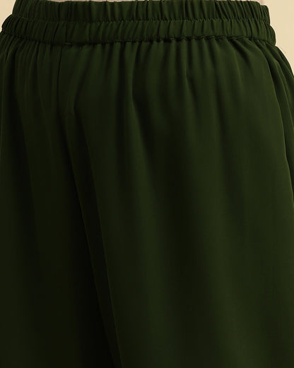Dhiyona VR Women's Green Sequened Kurta With Sharara And Sequened Ombre Dupatta